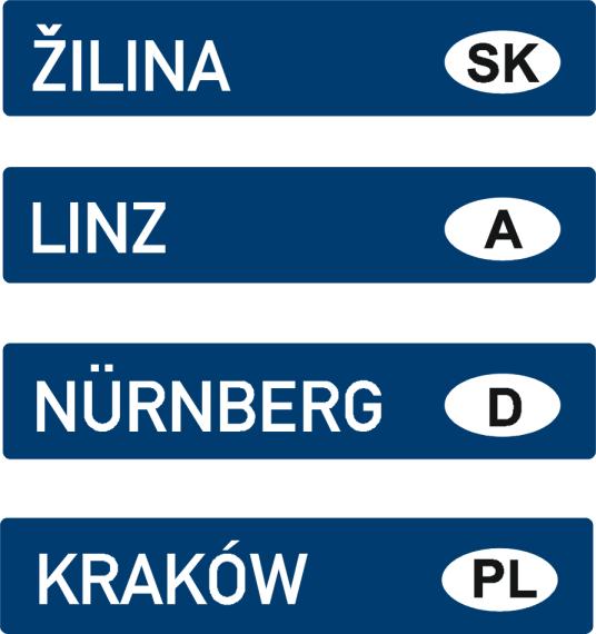 Obr. 1 (4) Místní cíl Centrum a jiný cíl lze doplnit odpovídajícím piktogramem. Pokud piktogram doplňuje obecný název (cíl), umisťuje se za názvem.