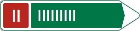 IS 1f Značka informuje o cíli, číslu dálnice a směru k dálnici vpravo (obr. A7).