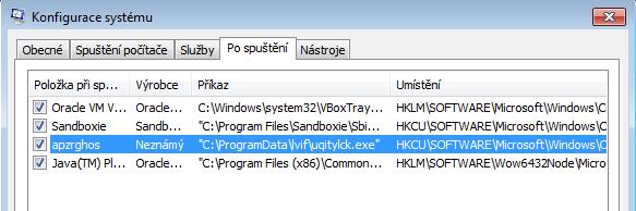 UTB ve Zlíně, Fakulta aplikované informatiky 78 %APPDATA%. Dále Hesperbot provede změny v registrech, aby se škodlivý kód spouštěl automaticky při každém startu počítače (Obrázek 17).