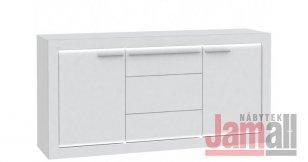 LLGK231B-Q86 komoda bílá/bílý lesk 158x78x41