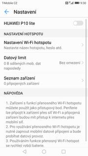 18 z 33 Zap./Vyp. přístupového bodu ikonu Nastavení. Zvolíte možnost Další. Vyberete Tethering a přenosný hotspot. Poté zvolíte Přenosný hotspot WiFi.