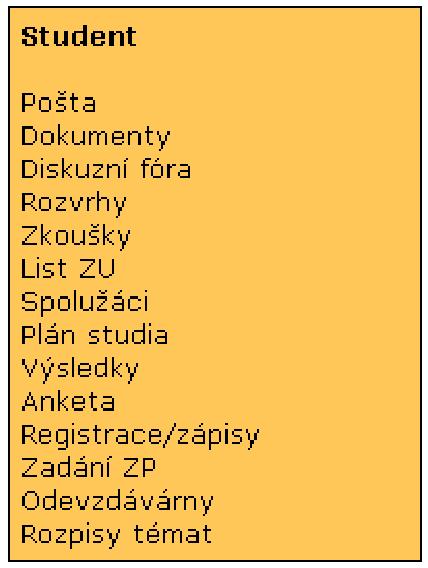 9 PŘIZPŮSOBENÍ INFORMAČNÍHO SYSTÉMU Obrázek 72 Portlet Navigační studentská lišta Obrázek 73 Portlet Navigační učitelská lišta Obrázek 74 Nepřečtená pošta v Internetu Nepřečtená pošta v UIS portlet