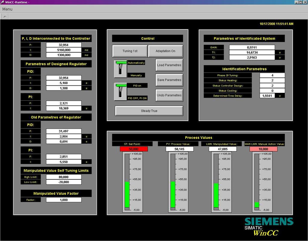 Obr.4 Hlavní okno vizualizace automatický režim, fáze 4 procesu samočinného