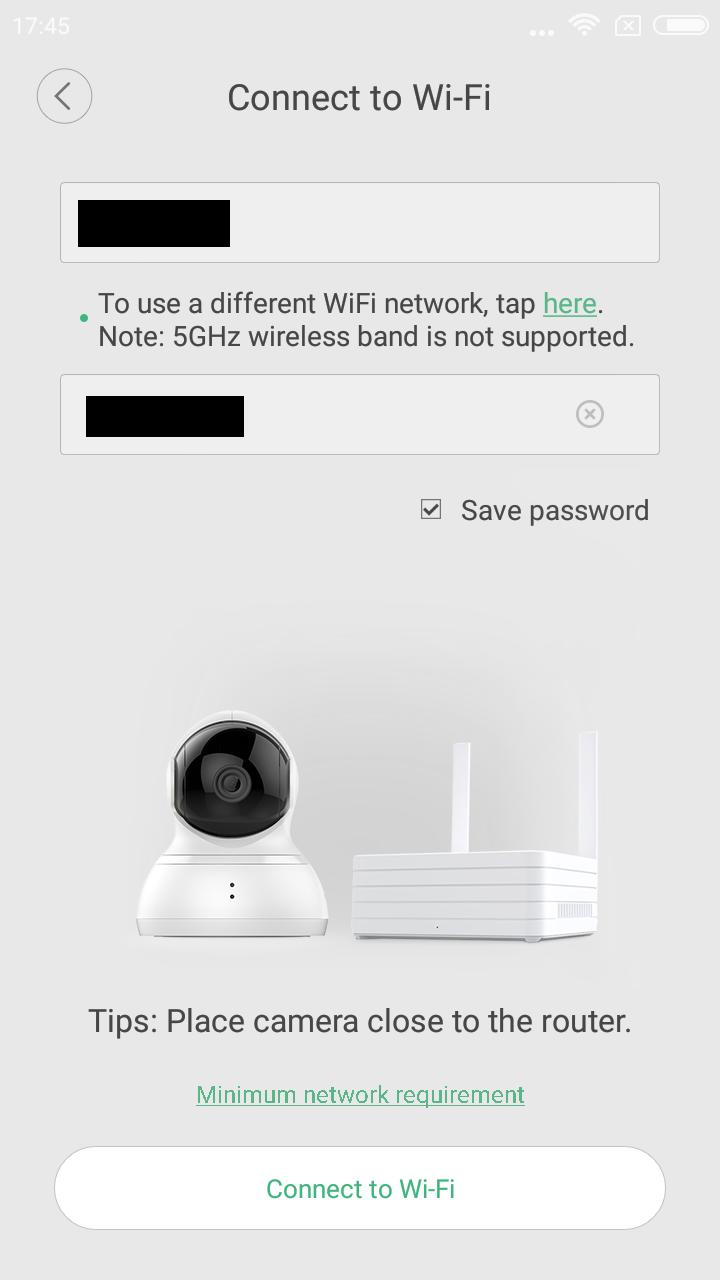 Poté Vás kamera vyzve k zadání hesla k Vaší Wi-Fi, připojení k Wi-Fi je nutné pro komunikaci kamery. Zadáme heslo a zvolíme Connect to Wi-Fi (Připojit k Wi-Fi).