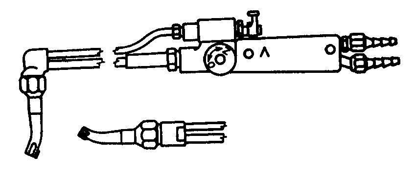Řezací a drážkovací hořáky se skládají z rukojeti, ke které jsou připojeny hadice k přívodu hořlavého plynu a kyslíku.