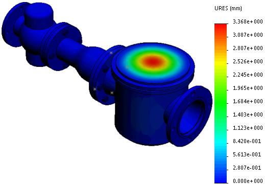 SOLIDWORKS Simulation Graf posunutí s