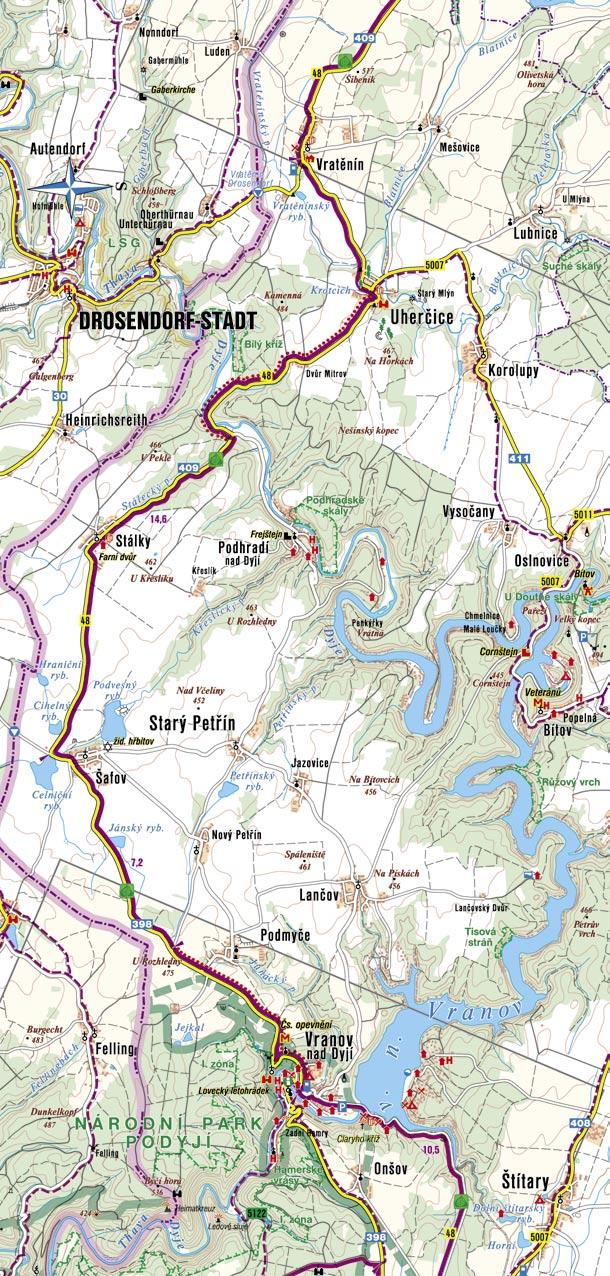 1 1. VRATĚNÍN VRANOV NAD DYJÍ (21,8 KM) Od Vratěnína pojedete po cyklotrase č. 48 mírně zvlněnou, málo osídlenou příhraniční krajinou, často jen pár set metrů od bývalé železné opony.