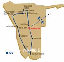 Velký okruh Namibií Windhoek poušť Kalahari Mariental Fish River Canyon Aus poušť Namib Sossusvlei Walvis Bay Damaraland Twyfelfontein NP Etosha Tsumeb Okahandja > NAMIBIE > ODLET Z PRAHY (NA