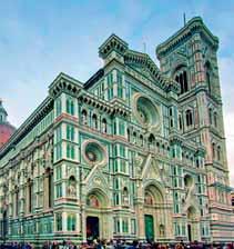 Maria del Fiore, největší církevní památka ve městě, baptisterium, Rajská brána, Gotická kampanila, Palazzo Vecchio gotická radnice, Pantheon ze 13. stol.