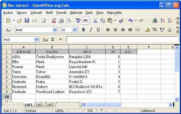 Obr. 5.2.1.a Obrázek vložení dat z tabulky aplikace Base do aplikace Calc Obr. 5.2.1.b Obrázek volby pole Převod dat z CSV souboru do Accessu.