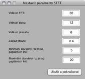 B.1.2 Vylepšení pomocí STFT Nastavit parametry -spustídialogovéoknopronastavenípodrobnýchparametrů STFT filtrace. Filtrovat pomocí STFT - spustí a provede všechny kroky k STFT filtraci.