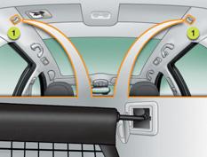 Elektrická zásuvka V i Při instalování sítě ověřte, že jsou přezky pásů vidět ze zavazadlového prostoru; to Vám usnadní