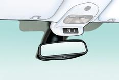 SEŘÍZENÍ VOLANTU Zrcátko má systém automatické clony, jejímž prostřednictvím sklo zrcátka ztmavne: to umožňuje omezit oslnění řidiče světly vzadu jedoucích vozidel, slunečními paprsky.