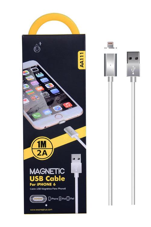 Nabíjecí kabel PLUS AA111 iphone Lightning magnetický, 2 A Magnetický USB kabel pro iphone5/6, délka kabelu 1 m. 2 A, podporuje rychlé nabíjení.