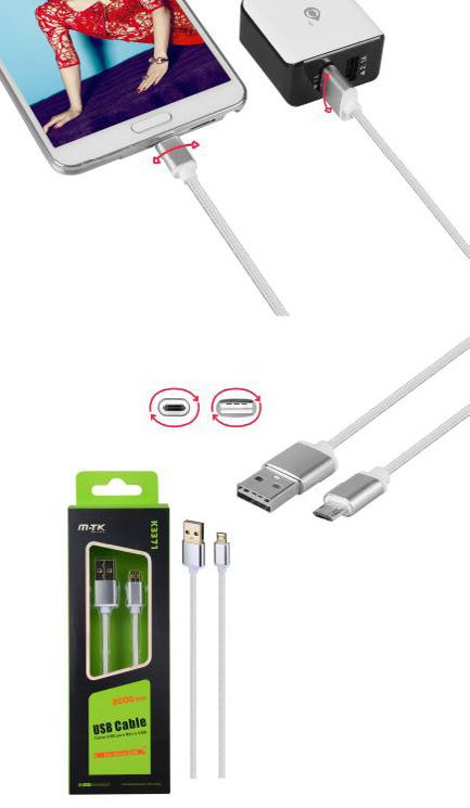 Datový kabel PLUS K3371 Micro USB oboustranný USB datový kabel,