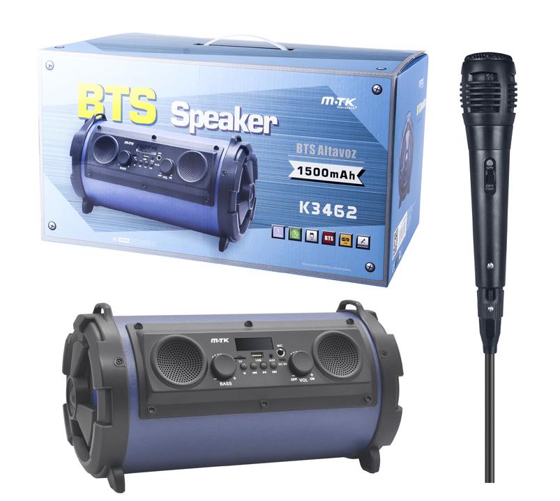 Bluetooth Portable Speaker Speaker PLUS K3462 s mikrofonem Bezdrátový Bletooth reproduktor s vestavěnou nabíjecí baterií. Poskytuje velmi čistý zvuk a hluboké basy s dynamickým zvukovým efektem.
