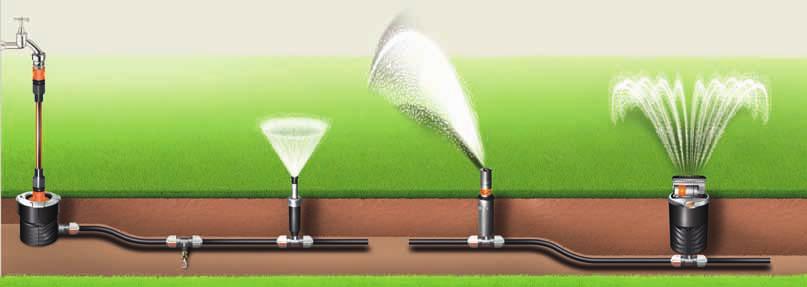 zadešťovač 2 OS 140 Inovace v zavlažování obdélníkových a čtvercových ploch. Flexibilní nastavení pro plochy od 2 do 140 m 2. Regulovatelný průtok vody.