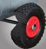 práce Řiditelný podvozek s parkovacími brzdami v kombinaci s velkými koly se vzduchem plněnými pneumatikami umožňuje pohodlnou