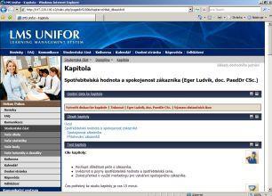 Spodní část předmětu (disciplíny) pod seznamem kapitol obsahuje přístup k testům, případně také přístup k