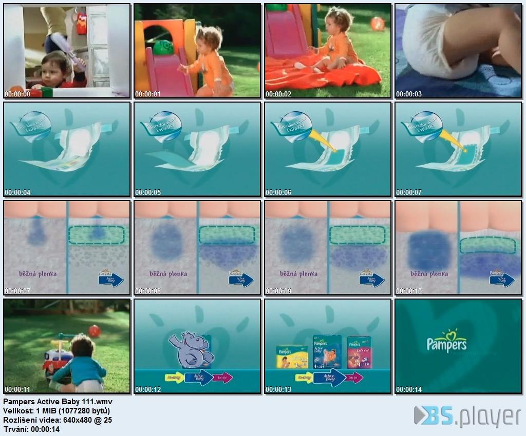 8. Pampers Active Baby náhled reklamy První stupeň označování-denotace Narace V tomto