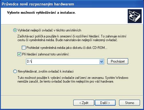 4) Vložte TEDIA InfoCD, případně si stáhněte aktuální verzi systémového ovladače ze stránek společnosti TEDIA http://www.tedia.cz/uc. V dialogovém okně podle Obr.