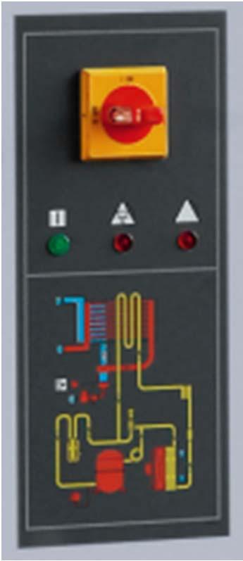 Nový řídící panel zelená LED indikátor napětí sušička v chodu červená LED (vpravo) indikátor alarmu vysoký tlak chladiva (výpadek bezpečnostního tlakového čidla)