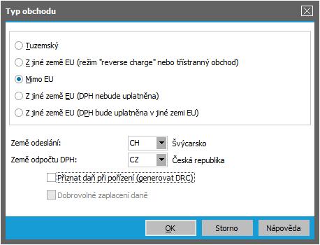 4.31 FAKTURA PŘIJATÁ - OBCHOD MIMO EU V předchozí kap. jsme si vystavili fakturu přijatou na tuzemský obchod. Dále nechť nám dorazila faktura přijatá ze zahraničí mimo EU, kterou si nyní zaevidujeme.