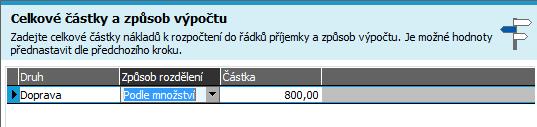 Příklad kroku pro zadání údajů pro provedení rozpočtení. ABRA vzhled modrý.