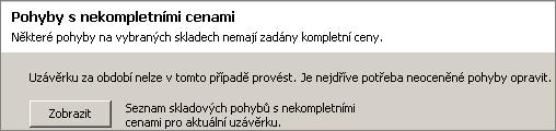 7.3 UZÁVĚRKA SKLADU ZA OBDOBÍ V kap. Uzávěrka skladu k datu - ocenění skladových pohybů jsme si předvedli, jakým způsobem provádět běžné skladové uzávěrky v průběhu účetního období.