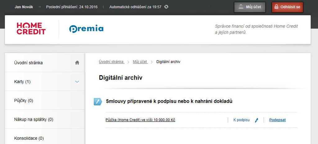 Digitální archiv smluv Zvolili jste si při sepsání nové smlouvy způsob podpisu?