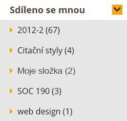 Sdílení složky s konkrétními uživateli Vyberte složku, kterou chcete sdílet V záhlaví složky (nad záznamy)