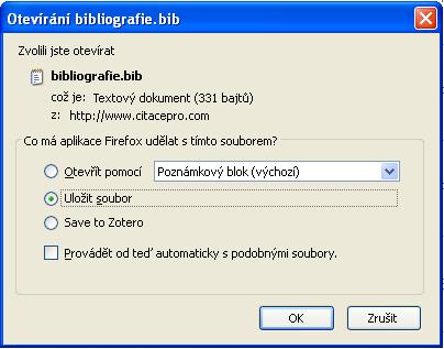 Export do formátu BibTEX Zatrhněte záznamy, které chcete exportovat Klikněte na ikonu Stáhnout citace a zvolte