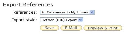 Import RIS (ukázka z EndNoteWeb) Ve službě EndNoteWeb klikněte na Format Export References Otevřete a v horní liště klikněte na nastavení účtů a importy