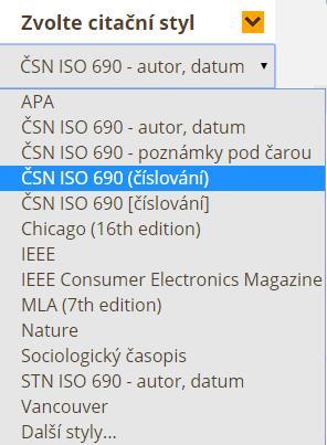 změnit, vybereme z nabídky jiný styl a zobrazování citací se