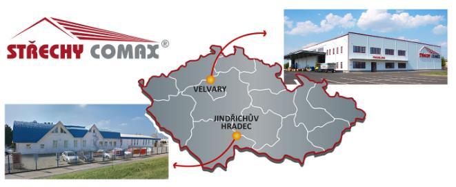 STŘECHY COMAX Jindřichův Hradec: Jiráskovo předměstí 636, 377 01 Jindřichův Hradec STŘECHY COMAX Velvary: Malovarská 796, 273 24 Velvary