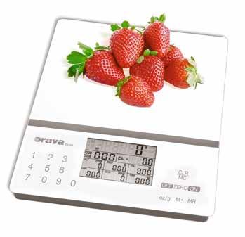 Kuchyňská váha s nutriční kalkulačkou Zobrazení kalorií, tuků, uhlohydrátů, cholesterolu, proteinů vlákniny apod.
