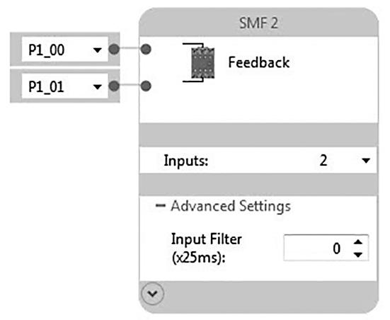 Software předpokládá, že se jedná o samostatný vstup, a automaticky tomuto bloku přiřadí název funkce SMF 2. 4.