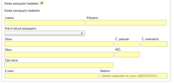 V případě jiné osoby zastupující žadatele (viz obrázek 3): Obr.