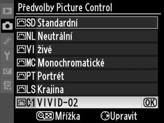 předvolby. Pro přesunutí kurzoru do oblasti textu podržte stisknuté tlačítko W a stiskněte tlačítko 4 nebo 2.