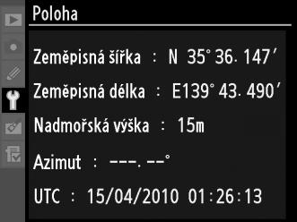 Jednotka GPS GP-1 Ke konektoru fotoaparátu pro příslušenství (0 281) je možno pomocí kabelu dodávaného s jednotkou GP-1 připojit jednotku GP-1 GPS, čímž je umožněno, aby byla spolu s pořízeným