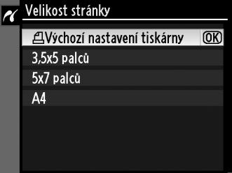 3 Upravte nastavení tisku. Stisknutím tlačítka 1 nebo 3 vyberte požadovanou volbu a stisknutím tlačítka 2 ji potvrďte.