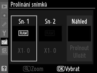 1 v dialogovém okně vpravo; stiskněte tlačítko J pro zobrazení seznamu snímků ve formátu NEF, které byly pořízeny tímto fotoaparátem.