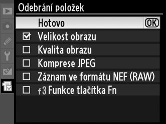 Vyberte položky a stiskněte tlačítko 2 pro potvrzení nebo zrušení výběru.