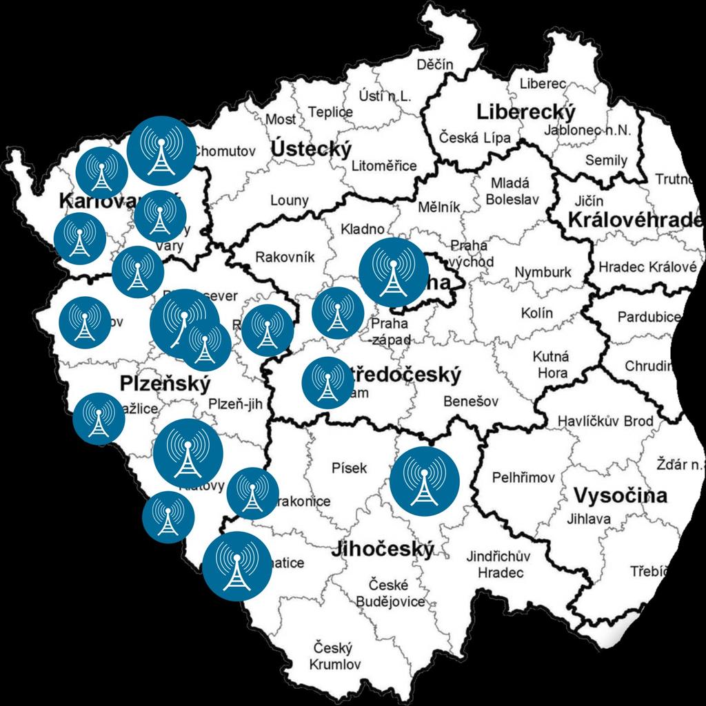 Analogové rozhlasové vysílání. Společnost RTI cz s.r.o. provozuje v současné době 60 rozhlasových vysílačů v Plzeňském, Středočeském, Jihočeském, Karlovarském kraji a v Praze.