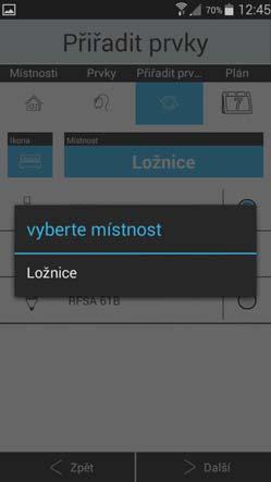 Teplotní offset - nastavte offset (pokud se teplota z čidla prvku liší od skutečné okolní teploty) - pouze u teplotních prvků. 5. Vyberte ikonu vyberete typ ikony, která se bude zobrazovat.