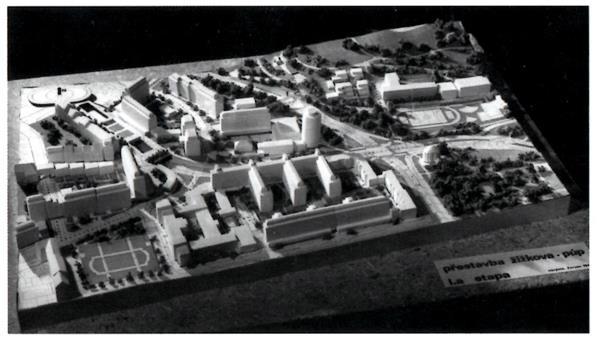 Obr. 26. Model návrhu přestavby Žižkova, SÚRPMO, 1974.