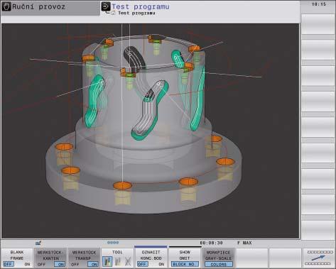 Mnohostranné možnosti zobrazení Barevná označení na obrobku, kdy je každému novému nástroji přiřazena jiná barva, zvýrazňuje obsluze jednotlivé pracovní kroky a zjednodušuje přiřazování použitých