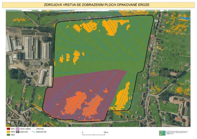 vrstva MZe (rastr C p 5x5 m) Zdrojová vrstva VÚMOP (rastr C p 5x5 m) Vrstva ploch opakované eroze pro výpočet z přísnější zdroj.