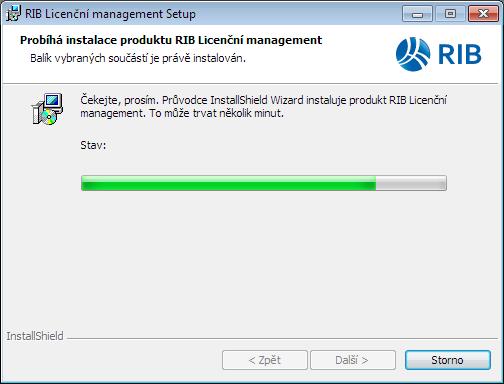 Na závěr instalace licenčního managementu je poprvé automaticky spuštěn RIB Licenční manager.