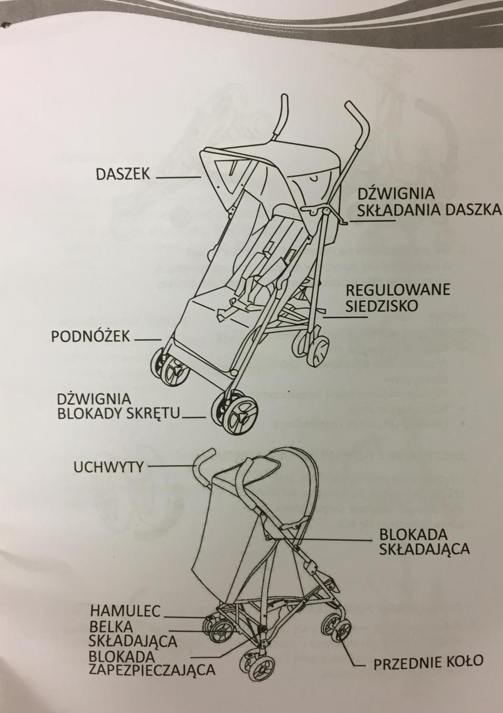 Stříška Pojistka pro skládání stříšky Nánožník Nastavitelná zádová opěrka Dle obrázka A a B, dejte kočárek do správné pozice jako na obrázku A, a následně složte kočárek za